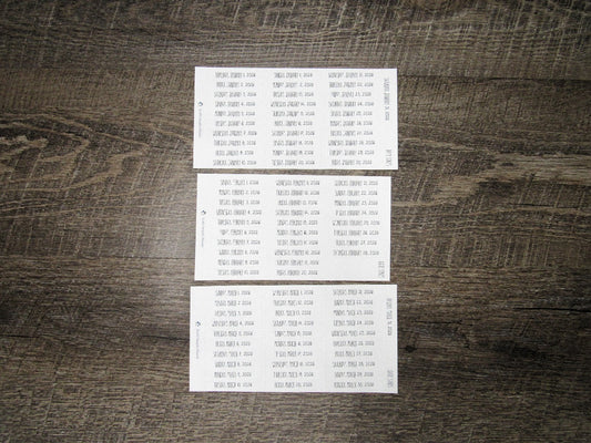 2026 Date Strips