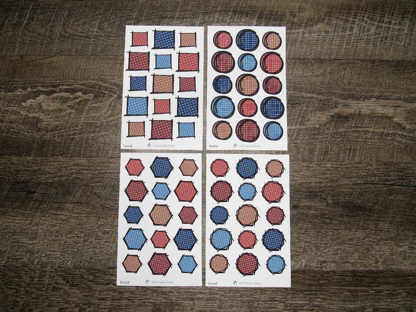 Doodle Grid Shapes- Baseball