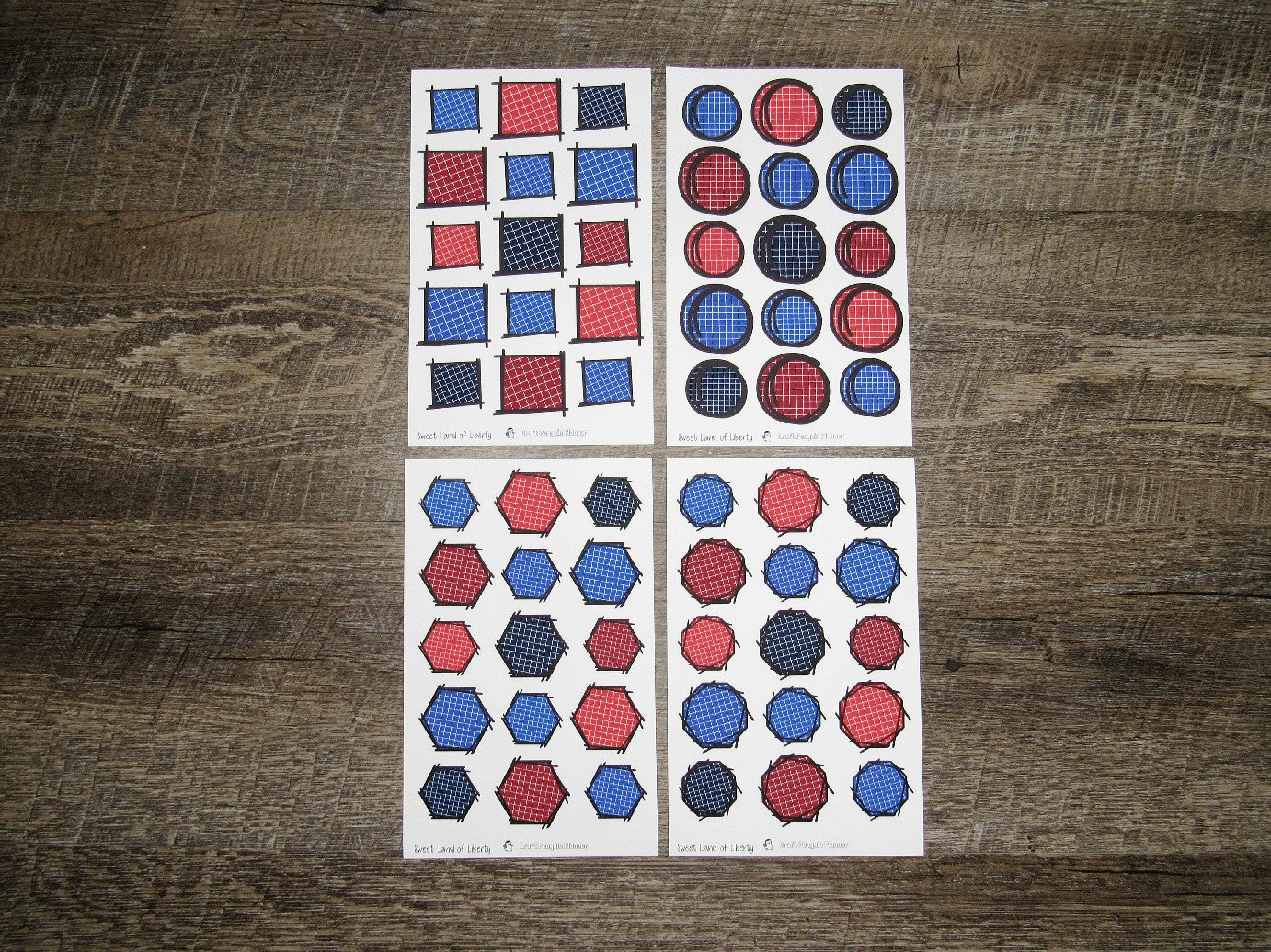 Doodle Grid Shapes- Sweet Land of Liberty