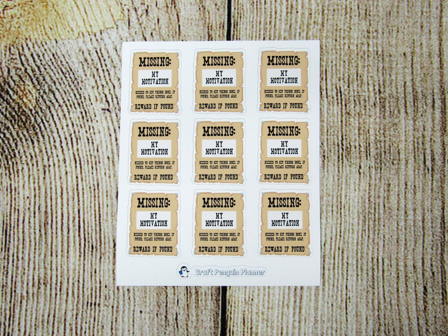 Missing: My Motivation Poster Stickers