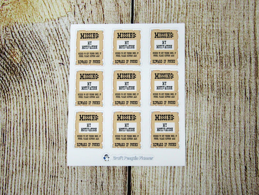 Missing: My Motivation Poster Stickers