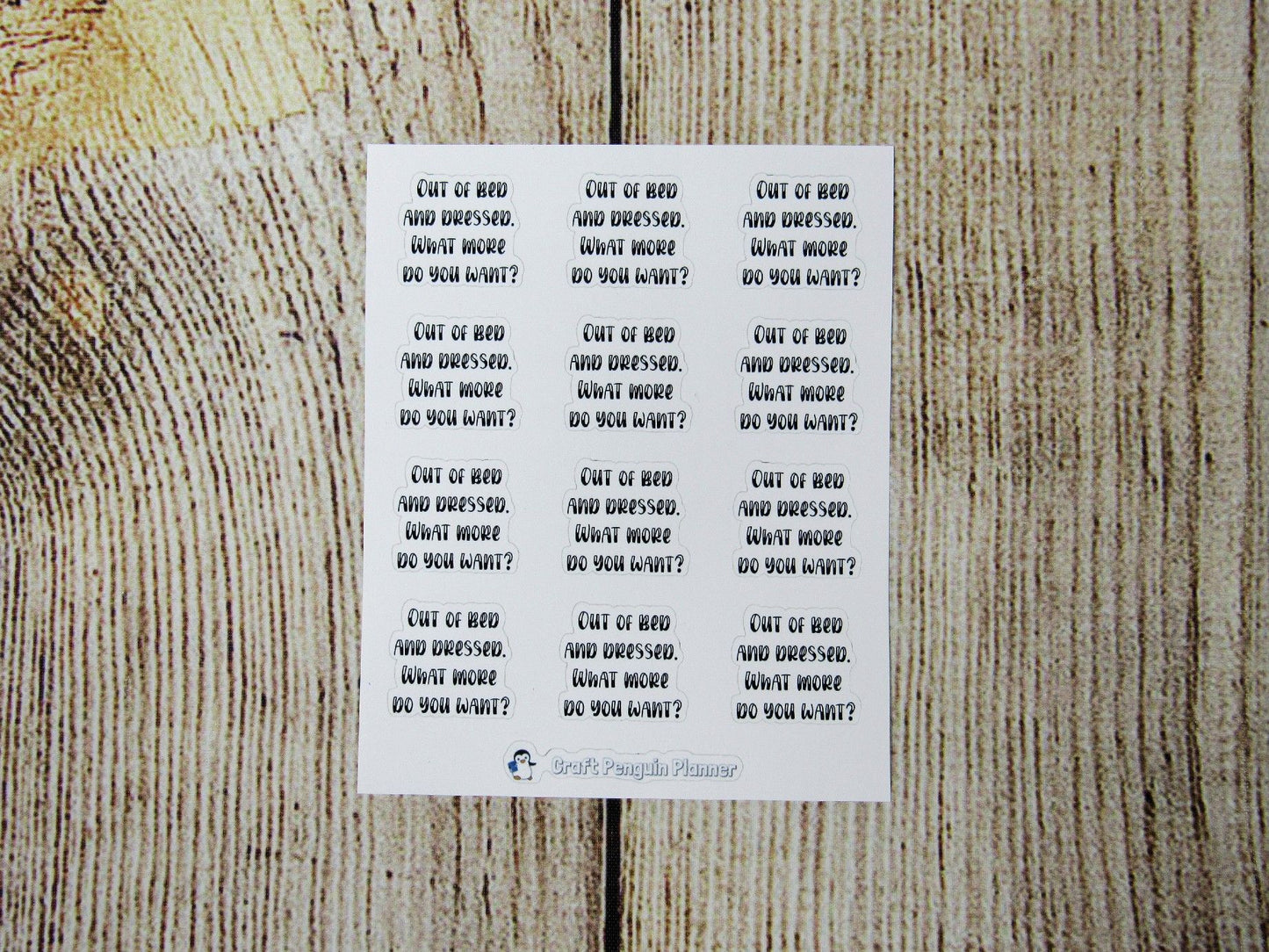 Out of Bed and Dressed Stickers