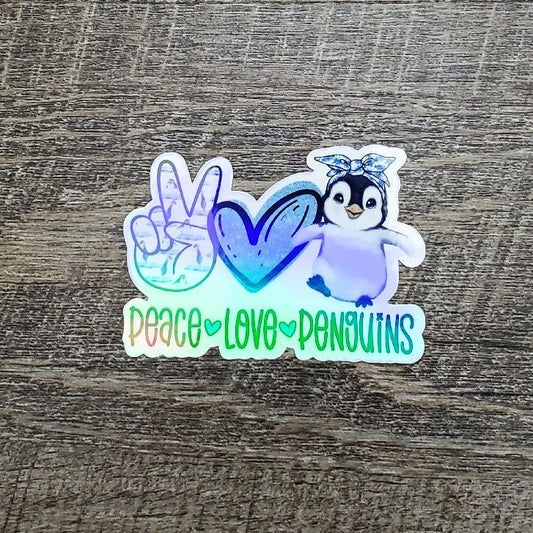 Peace Love Penguins Sticker Die Cut