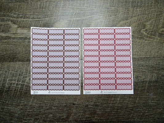 Scalloped Quarter Boxes- Individual Color Sheets- SCQB001-SCQB050