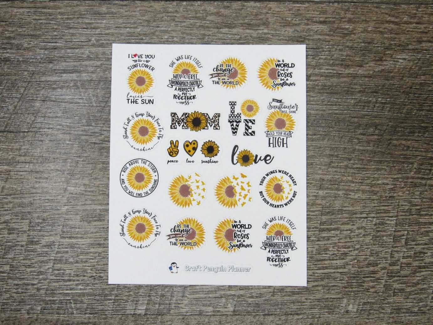 Sunflower Quote Mix Stickers