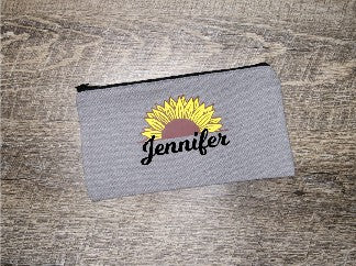 Customizable Sunflower Zipper Pouch