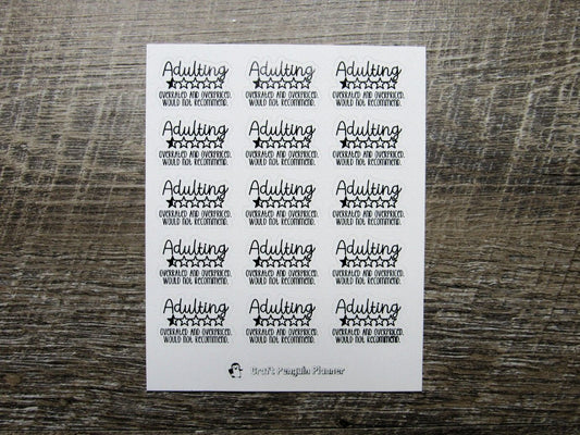 Adulting- Would not Recommend Quote