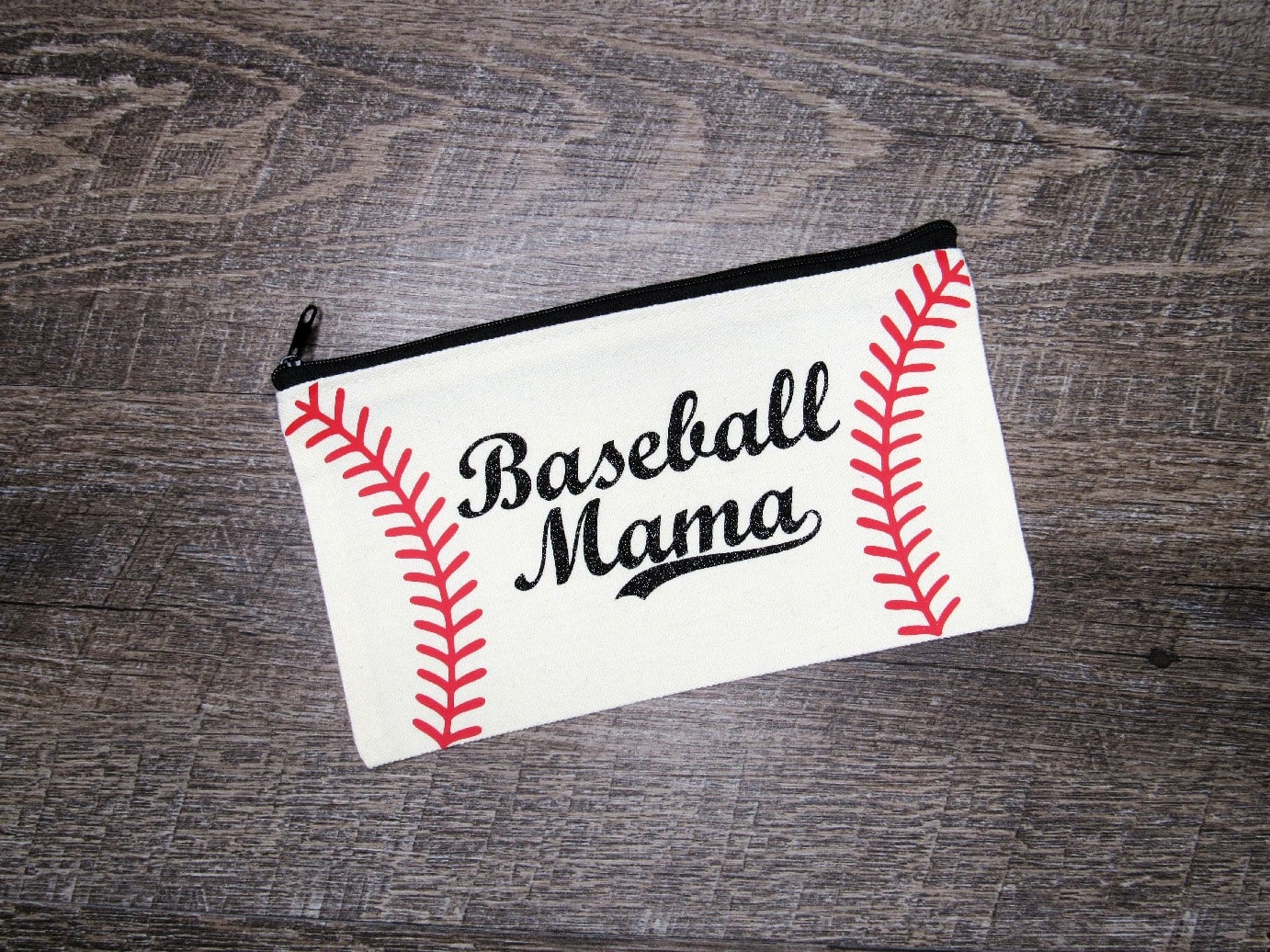 Customizable Baseball Zipper Pouch