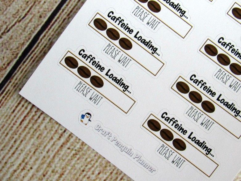 Missing Page Loading Sticker Caffeine Loading Stickers – Craft Penguin Planner