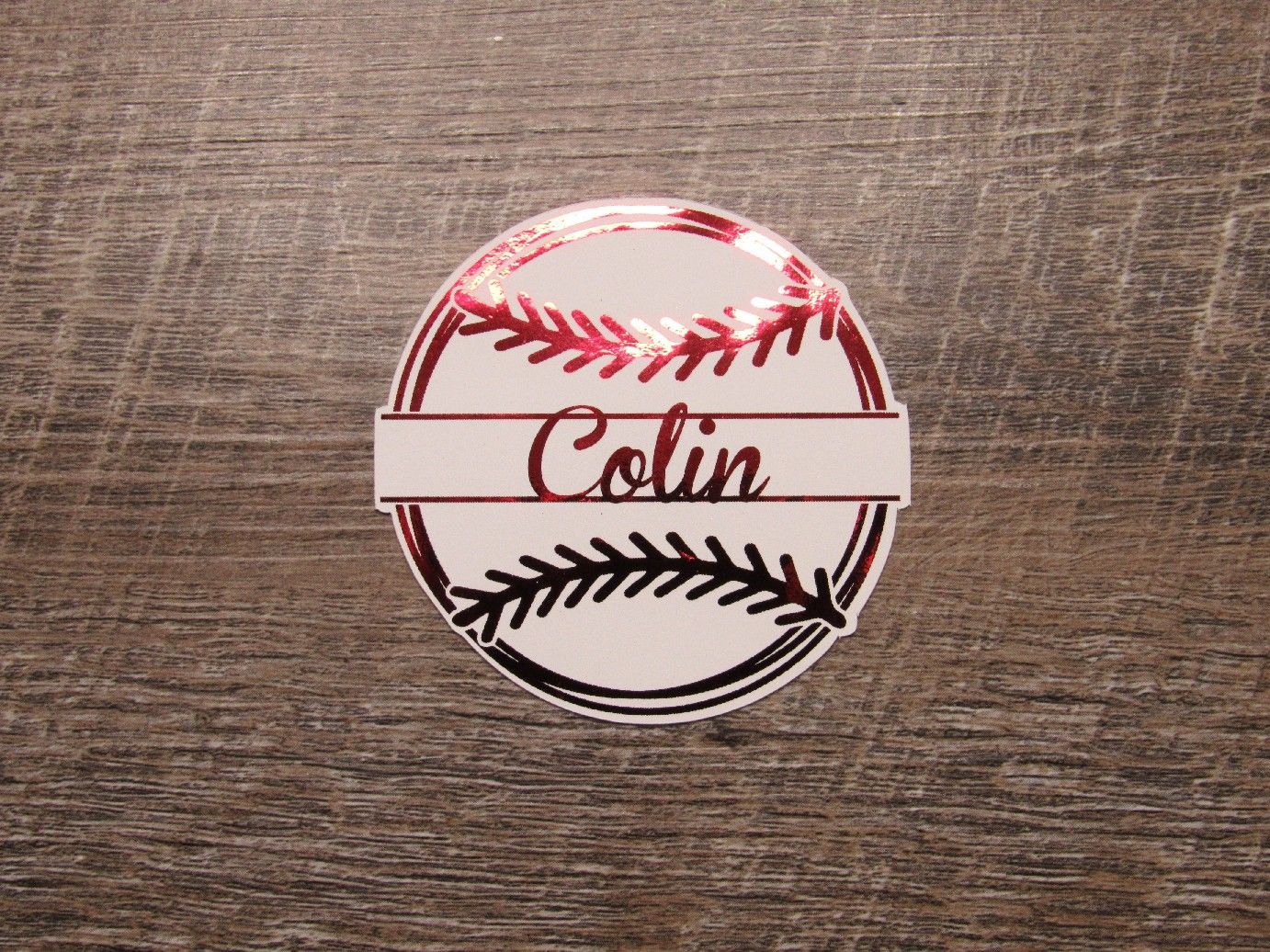 Custom Name Baseball Foiled Sticker Die Cut