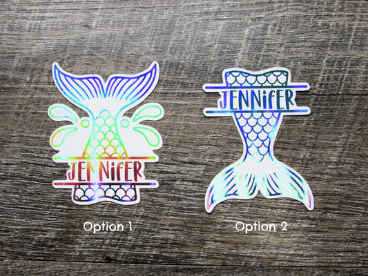 Custom Name Mermaid Foiled Sticker Die Cut