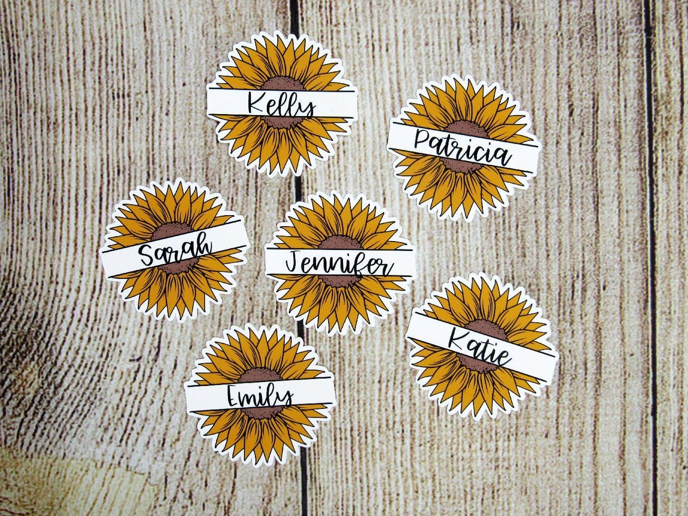 Custom Name Sunflower Sticker Die Cut