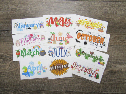 Decorative Months Stickers for Divider Pages