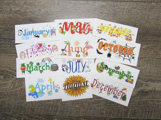 Decorative Months Stickers for Divider Pages
