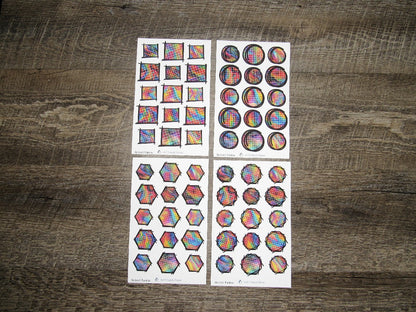 Doodle Grid Shapes- Abstract Rainbow