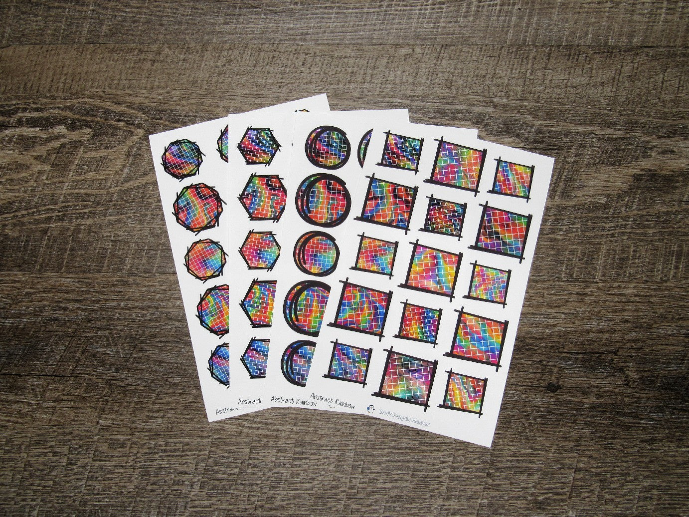 Doodle Grid Shapes- Abstract Rainbow