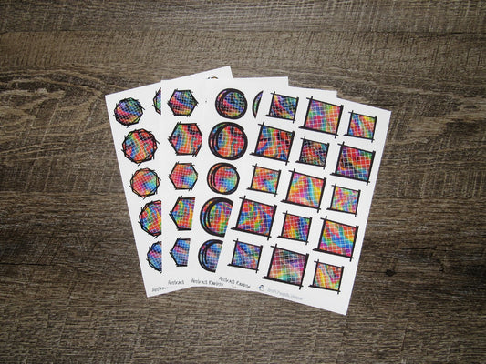 Doodle Grid Shapes- Abstract Rainbow