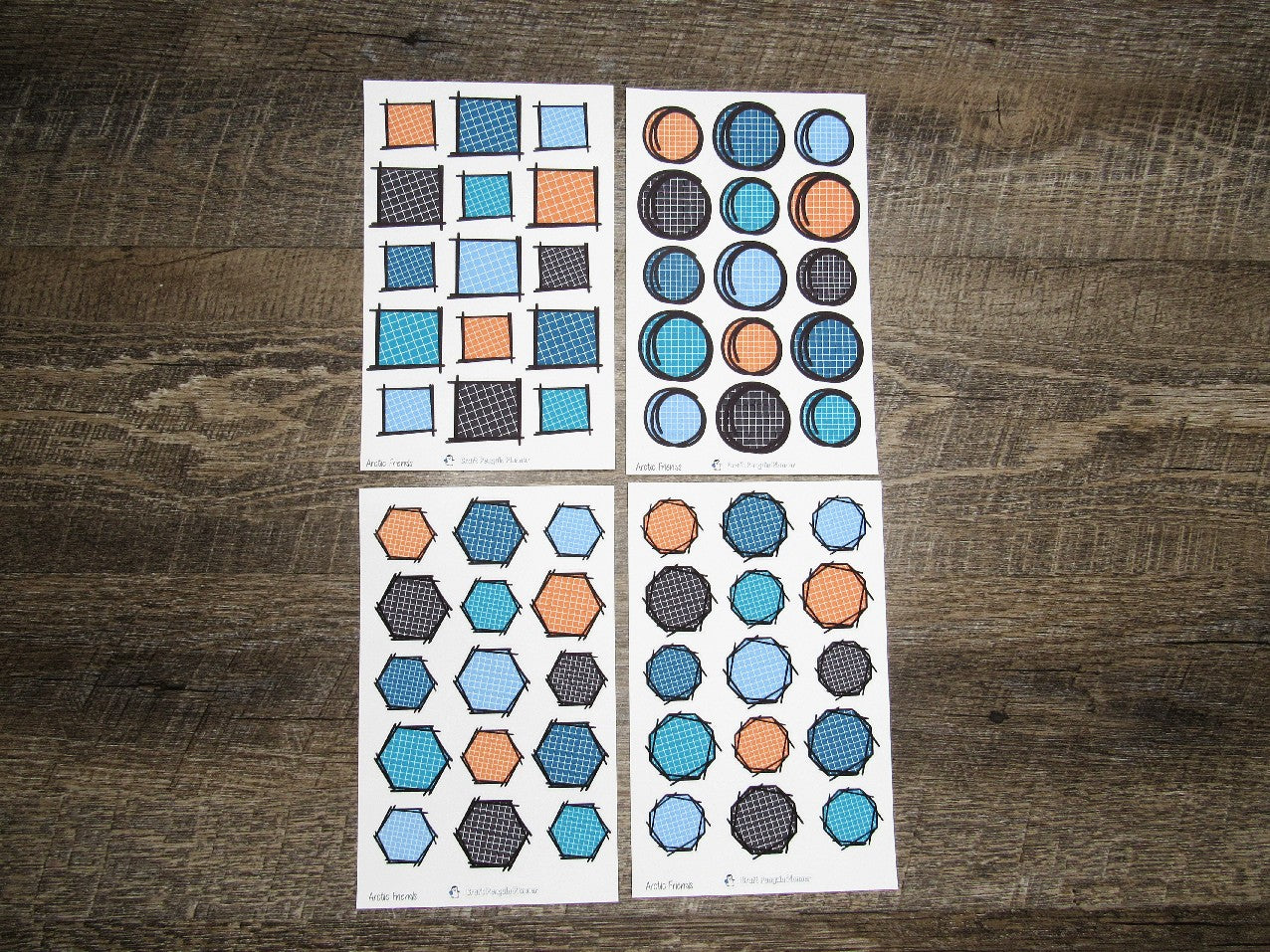 Doodle Grid Shapes- Arctic Friends