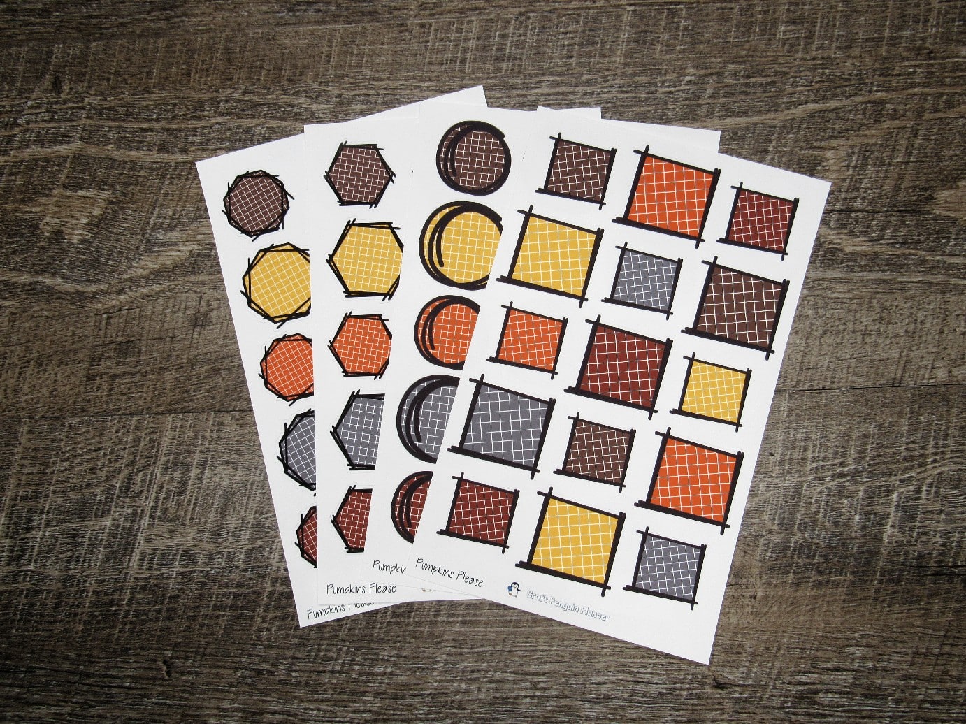 Doodle Grid Shapes- Pumpkins Please