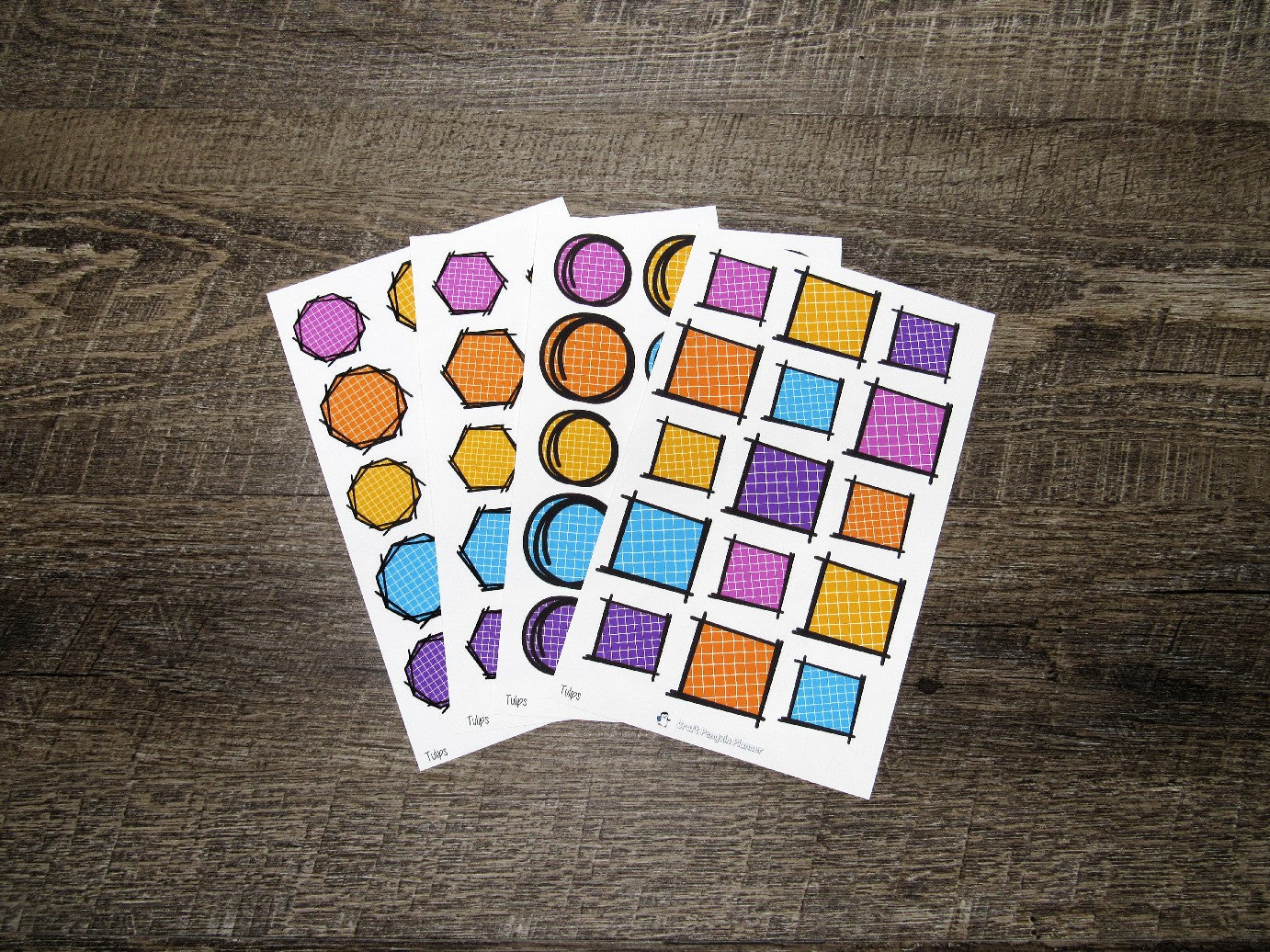 Doodle Grid Shapes- Tulips