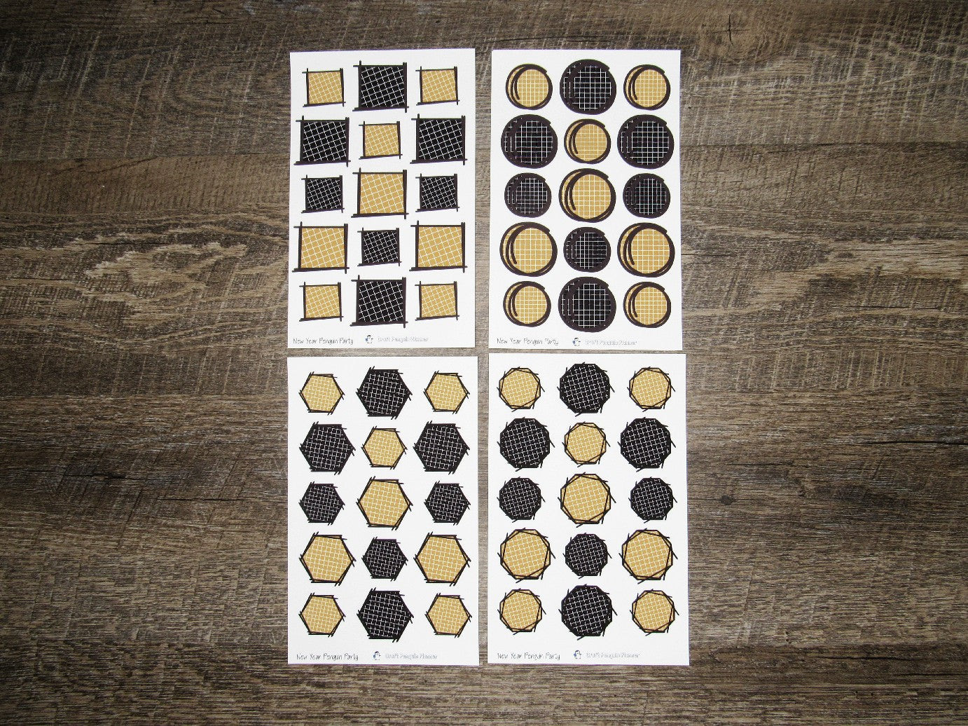 Doodle Grid Shapes- New Year Penguin Party