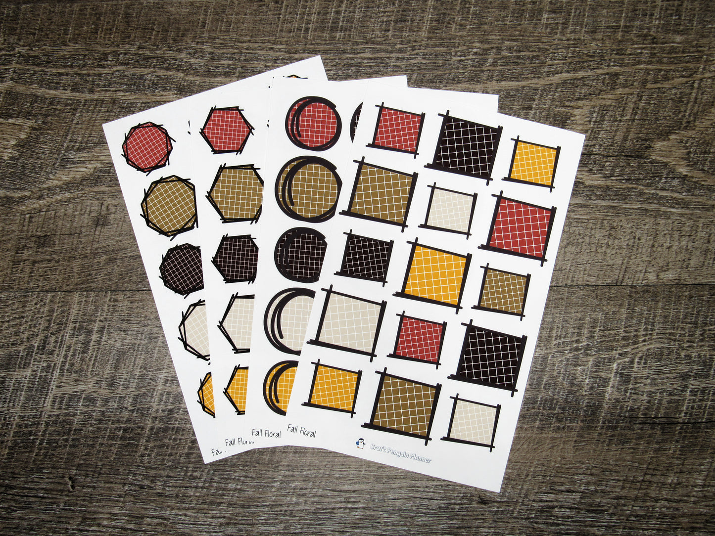 Doodle Grid Shapes- Fall Floral
