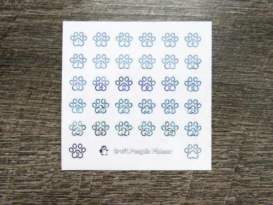 FOILED Paw Print Date Dots