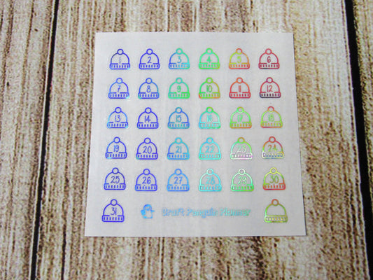 FOILED Winter Hat Date Dots