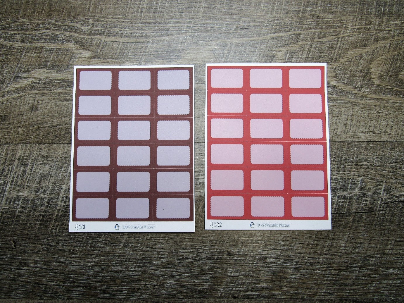 Half Boxes- Individual Color Sheets- HB001-HB030