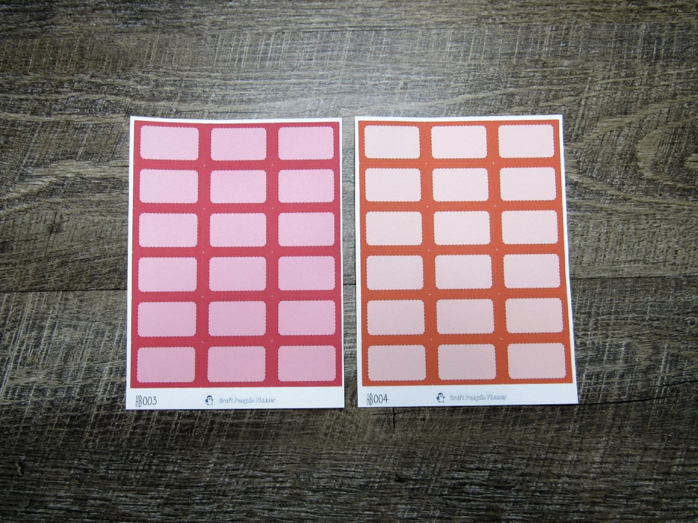 Half Boxes- Individual Color Sheets- HB001-HB030