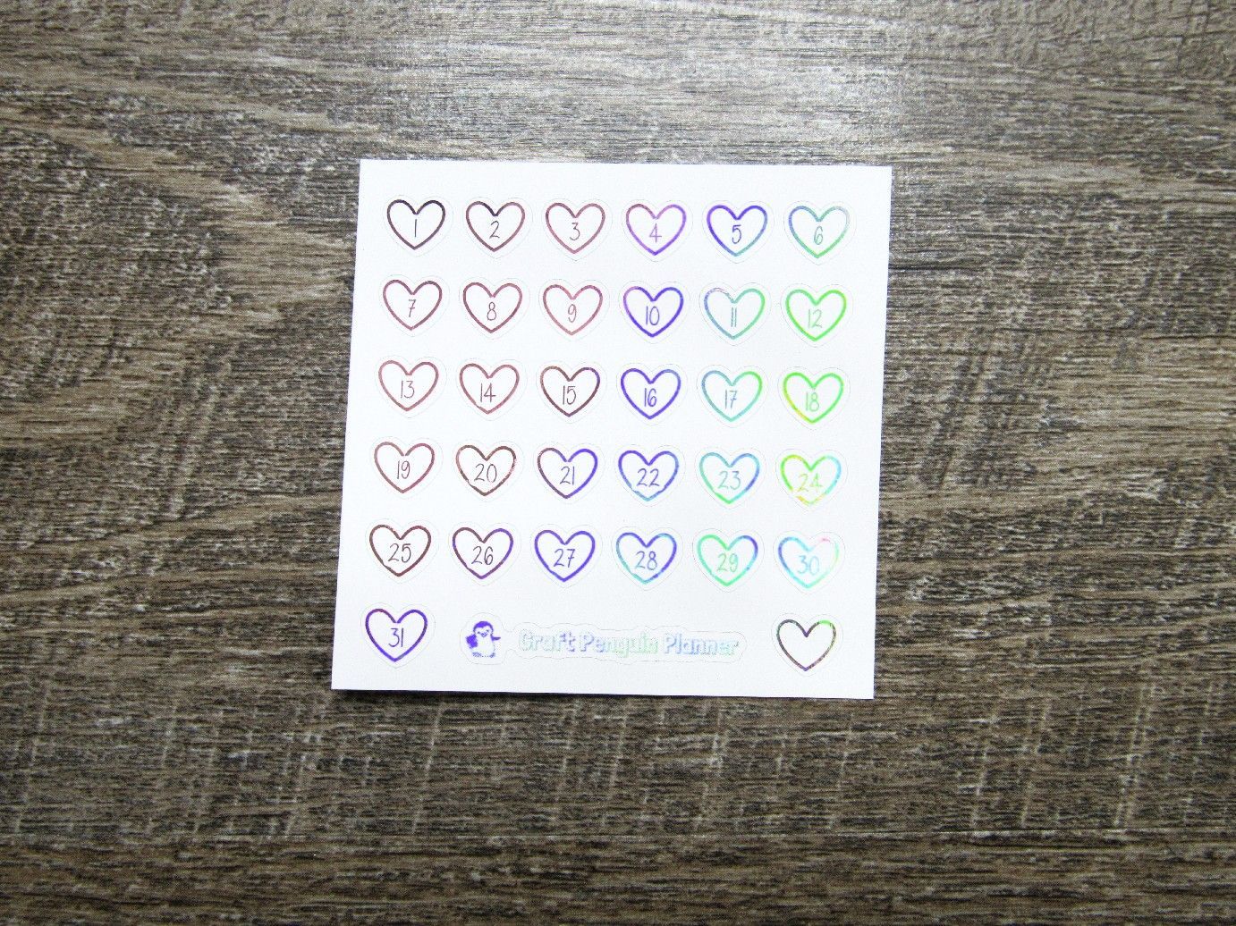 FOILED Heart Date Dots