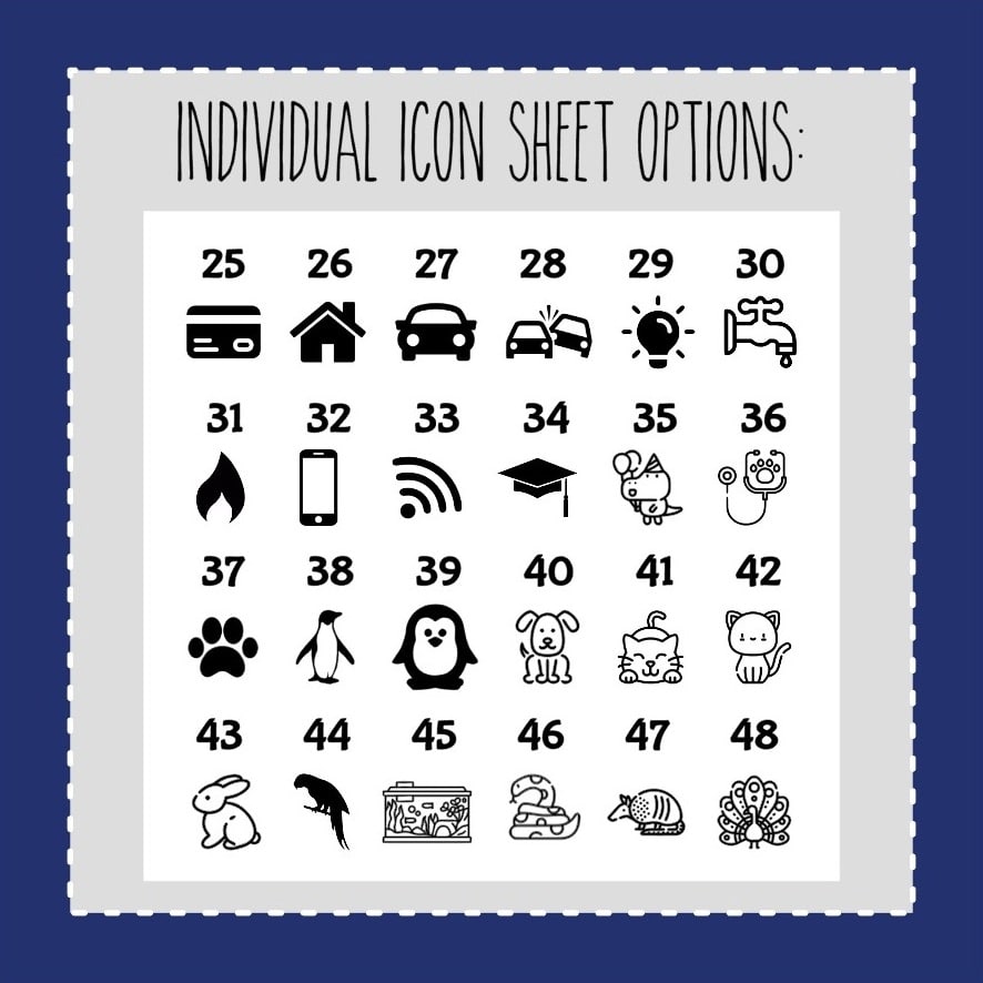 Individual FOILED Icon Sheets