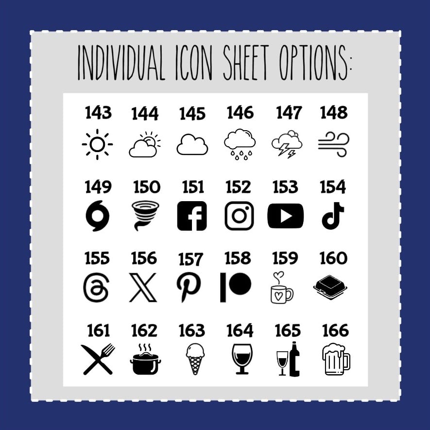 Individual FOILED Icon Sheets