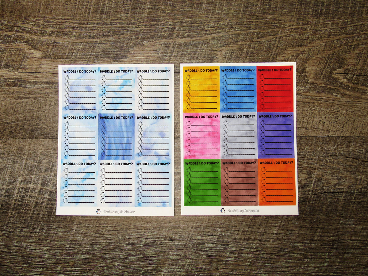 LIMITED EDITION Waddle I do Today Checklist Boxes