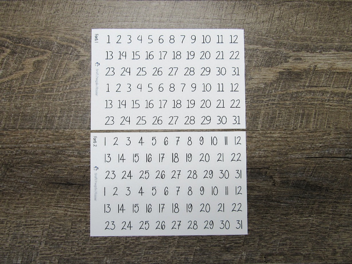 Large Script Date Dots