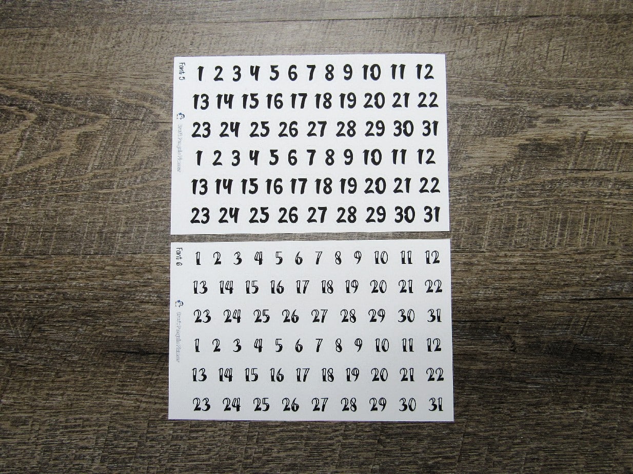 Large Script Date Dots