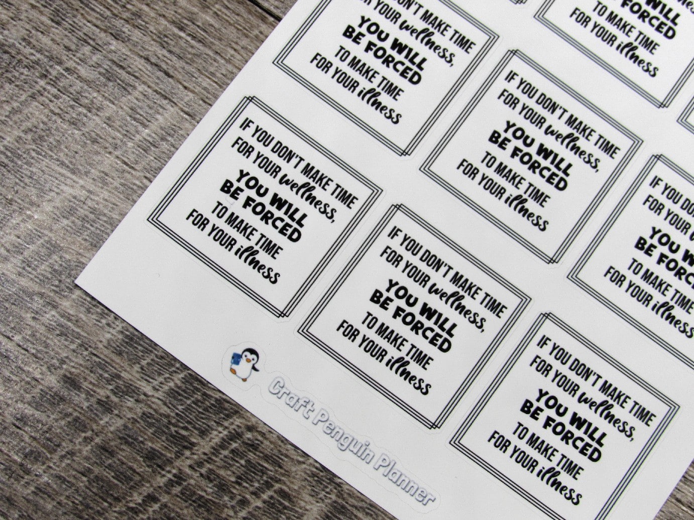 Make time for your wellness Quote stickers