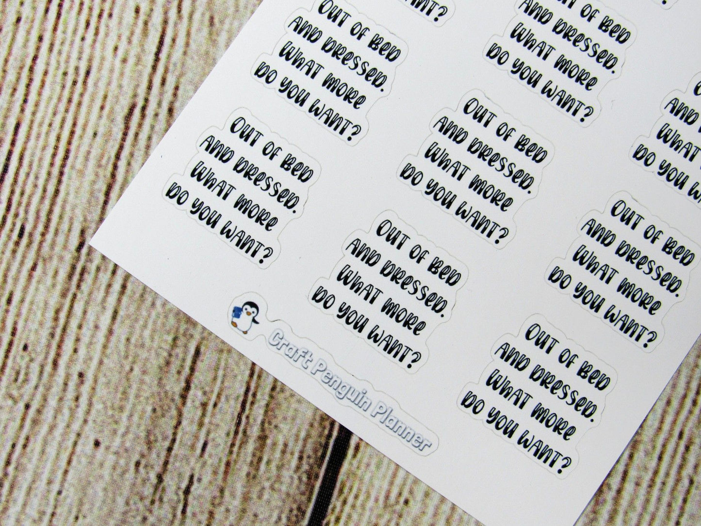 Out of Bed and Dressed Stickers