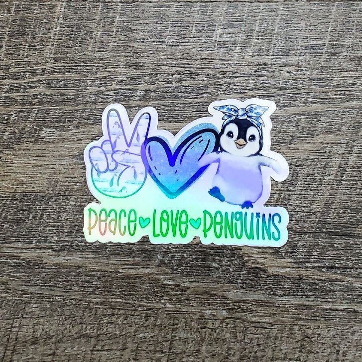 Peace Love Penguins Sticker Die Cut