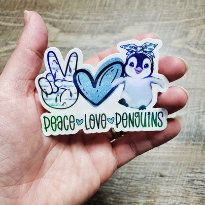 Peace Love Penguins Sticker Die Cut