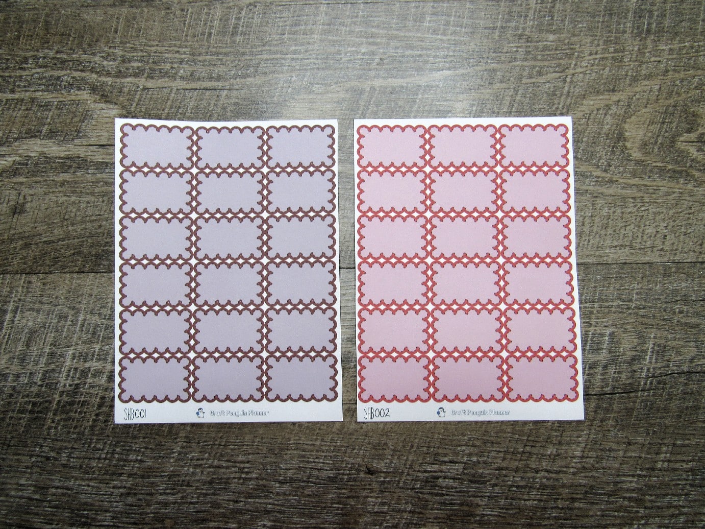 Scalloped Half Boxes- Individual Color Sheets- SHB001-SHB030