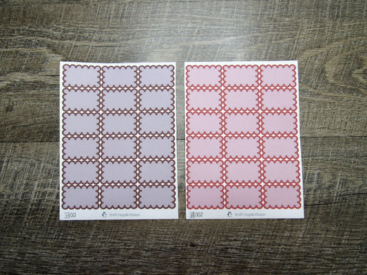 Scalloped Half Boxes- Individual Color Sheets- SHB001-SHB030