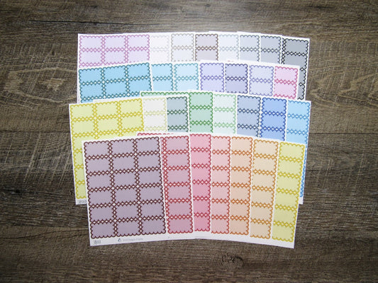 Scalloped Half Boxes- Individual Color Sheets- SHB001-SHB030