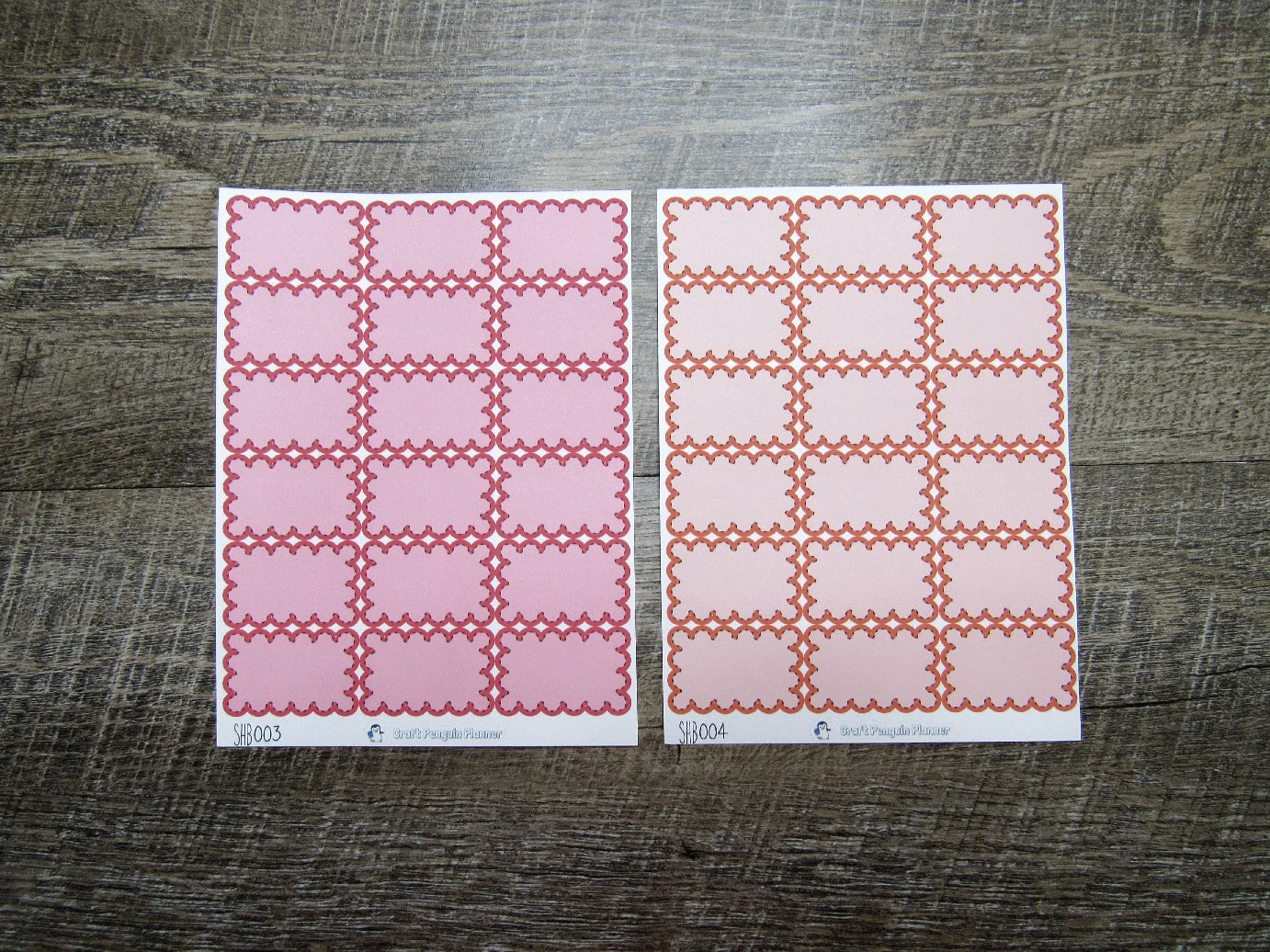 Scalloped Half Boxes- Individual Color Sheets- SHB001-SHB030