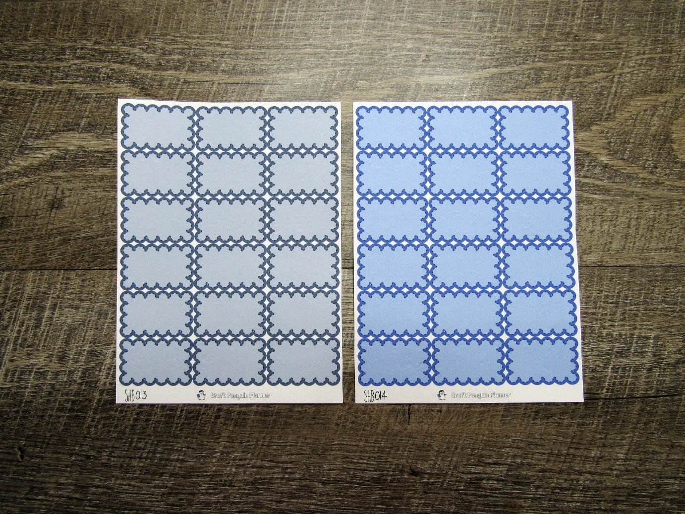 Scalloped Half Boxes- Individual Color Sheets- SHB001-SHB030