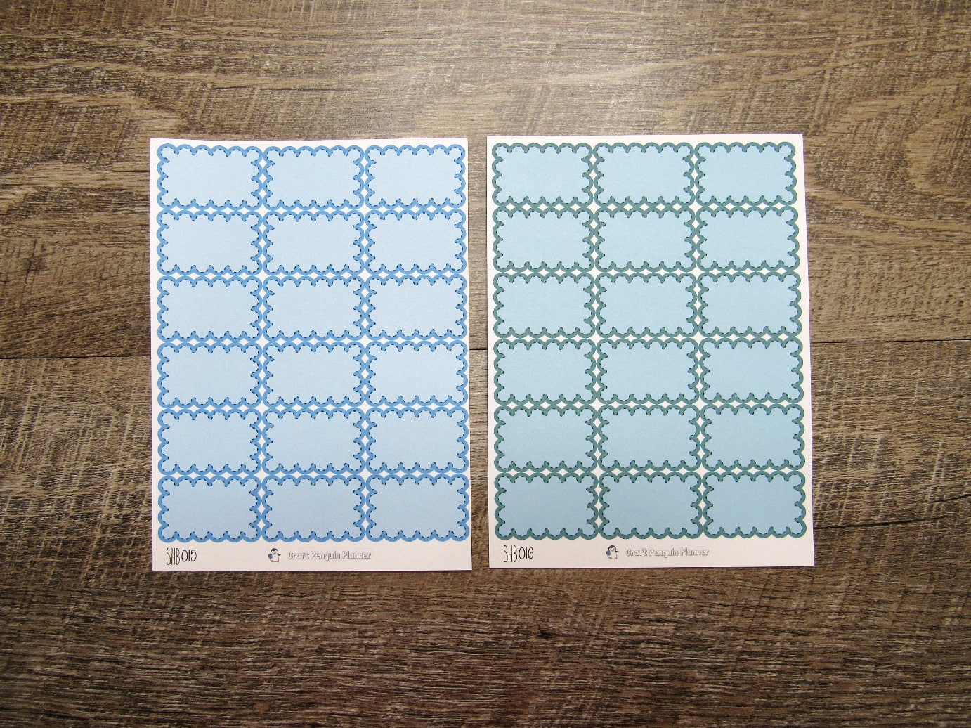 Scalloped Half Boxes- Individual Color Sheets- SHB001-SHB030