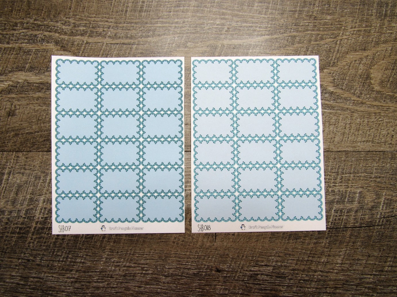 Scalloped Half Boxes- Individual Color Sheets- SHB001-SHB030