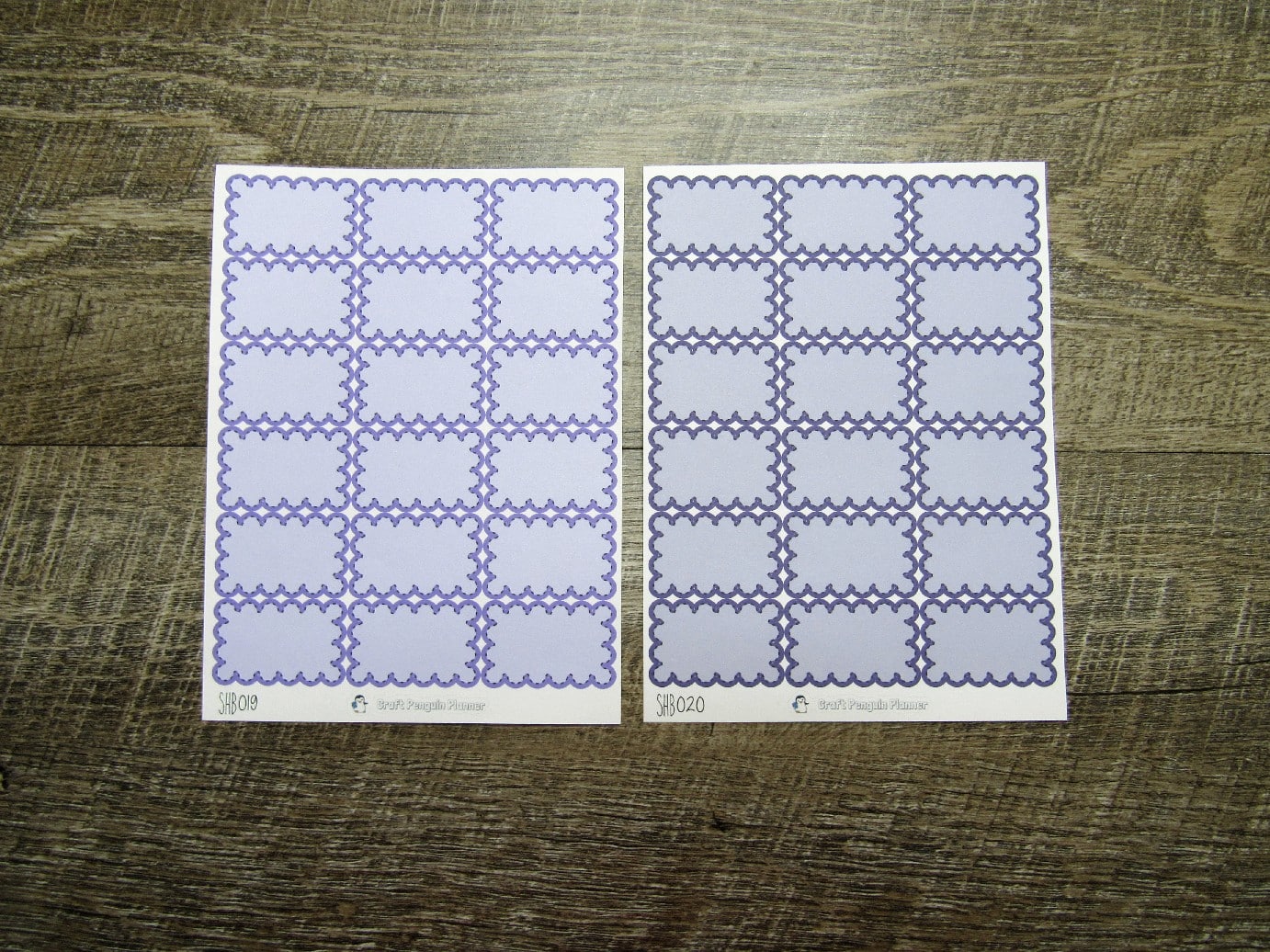 Scalloped Half Boxes- Individual Color Sheets- SHB001-SHB030