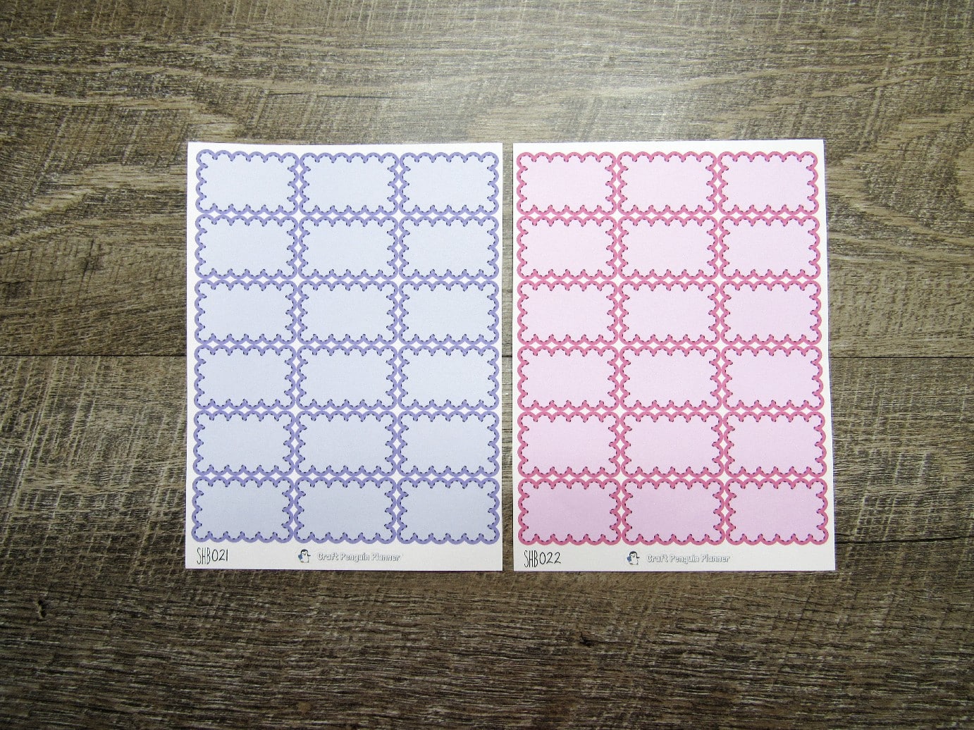 Scalloped Half Boxes- Individual Color Sheets- SHB001-SHB030