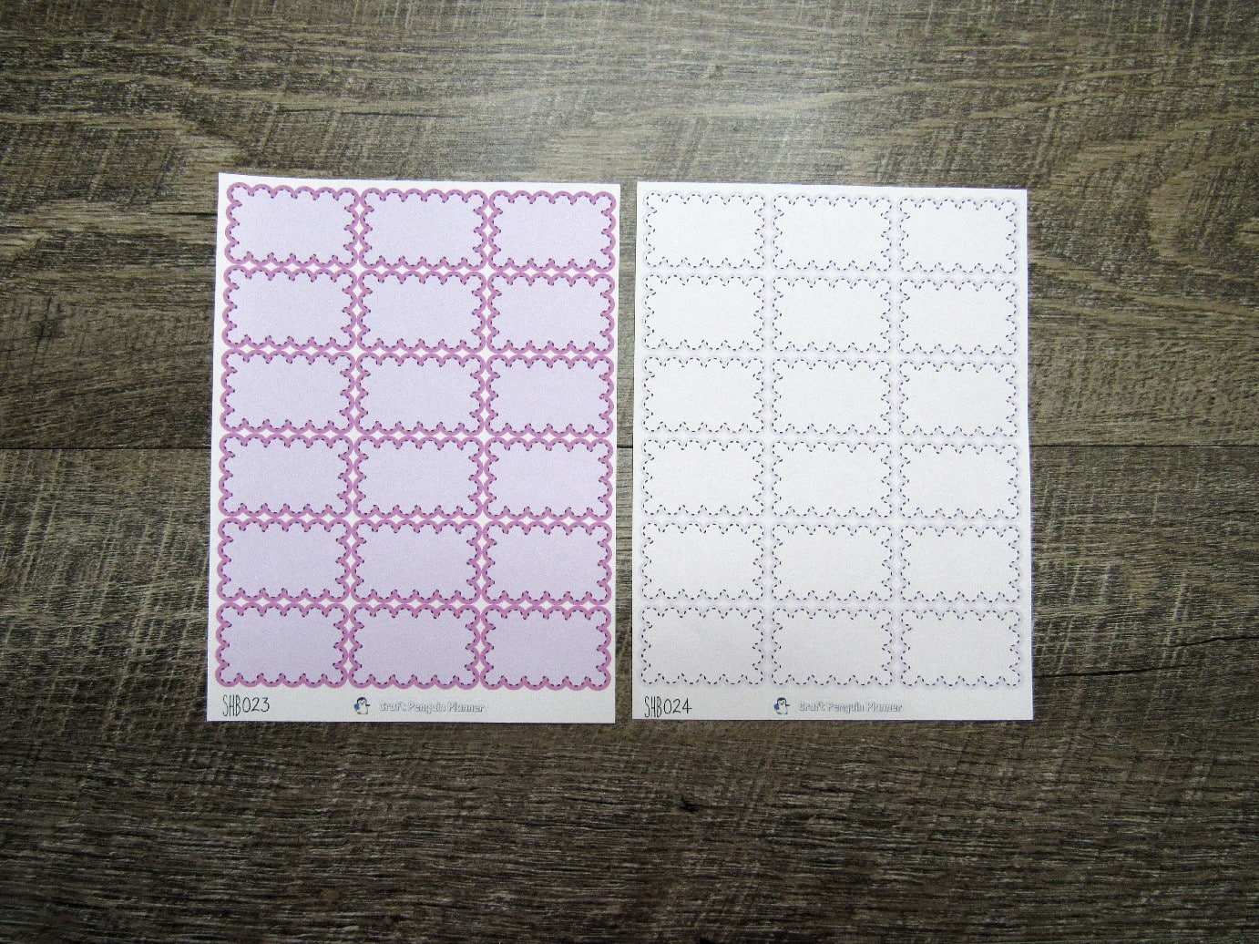 Scalloped Half Boxes- Individual Color Sheets- SHB001-SHB030